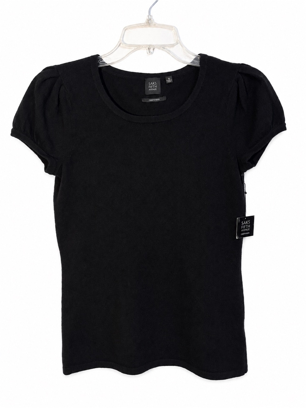 NWT Saks Fifth Avenue Cashmere Crewneck Sweater S Short Sleeve
